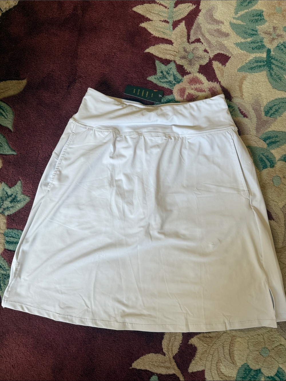 White A-Line Athletic Skirt with Wide Waistband